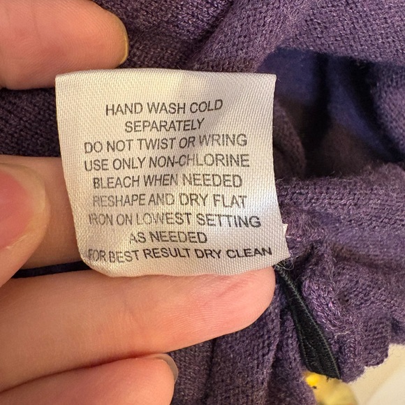 Pink Rose Purple Ruched Knit Sweater Dress Scoop Neck 3/4 Sleeve M Boho Preppy - Picture 5 of 6